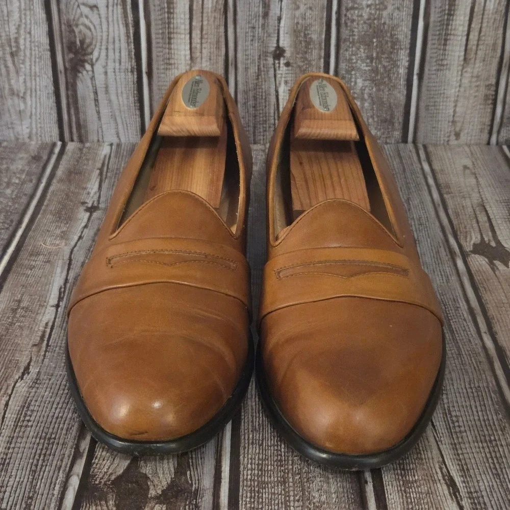 Sz 11.5 M Mens Zelli Tan Leather‎ Handcrafted In Italy Penny Loafers Shoes VGUC